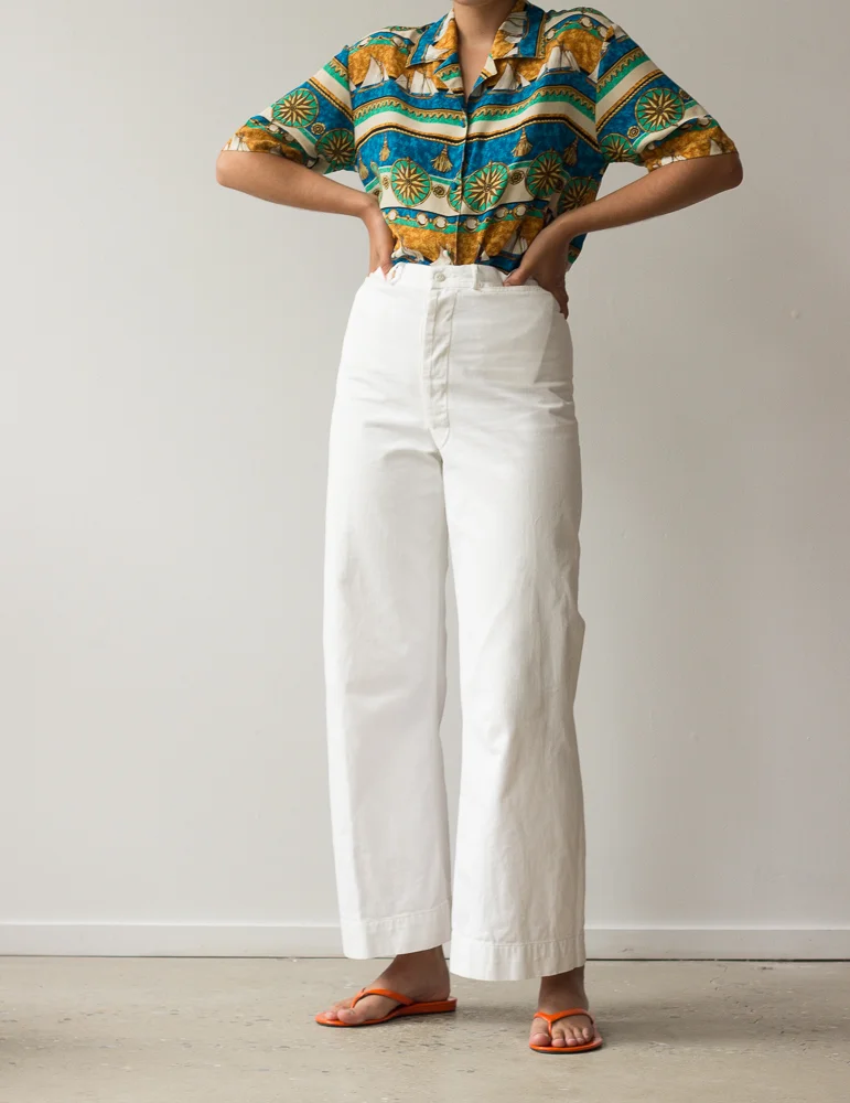 1940s White Cotton Navy-Issue Sailor Pants — Wayward Collection